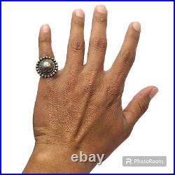 EARLY 1900'S VINTAGE NAVAJO NATIVE AMERICAN JEWELRY SILVER BALL RING OLDsz6