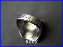 ERNEST ZUNIE Native American Multi-Stone Inlay Sterling Silver Bighorn Ram Ring