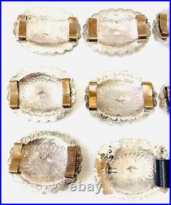 Early Old Pawn Native American Stamped Sterling Silver Sand Cast Concho Belt