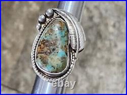 Exceptional Native American Navajo Turquoise Sterling Silver Ring Sz 6