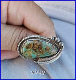 Exceptional Native American Navajo Turquoise Sterling Silver Ring Sz 6