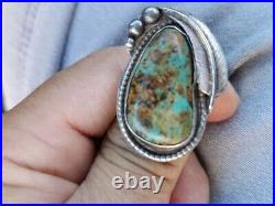 Exceptional Native American Navajo Turquoise Sterling Silver Ring Sz 6