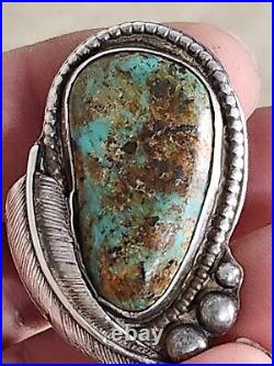 Exceptional Native American Navajo Turquoise Sterling Silver Ring Sz 6