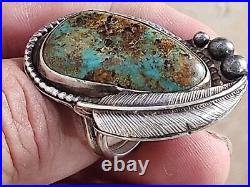 Exceptional Native American Navajo Turquoise Sterling Silver Ring Sz 6