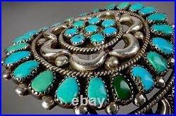 GORGEOUS Vintage Navajo Sterling Silver Turquoise Cluster Cuff Bracelet