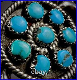 GORGEOUS Vintage Navajo Sterling Silver Turquoise Cluster Cuff Bracelet