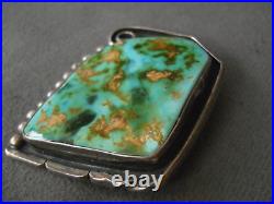 Gem Grade Native American Navajo Royston Turquoise Sterling Silver Pendant /Pin