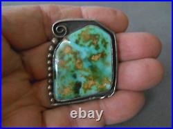 Gem Grade Native American Navajo Royston Turquoise Sterling Silver Pendant /Pin