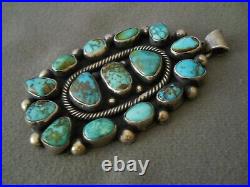 HIGH-GRADE Native American Multi-Color Turquoise Cluster Sterling Silver Pendant