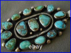 HIGH-GRADE Native American Multi-Color Turquoise Cluster Sterling Silver Pendant