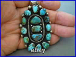 HIGH-GRADE Native American Multi-Color Turquoise Cluster Sterling Silver Pendant