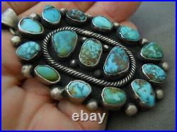 HIGH-GRADE Native American Multi-Color Turquoise Cluster Sterling Silver Pendant