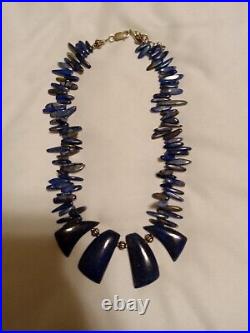 HOPI LAPIS NECKLACE Choker Sterling Silver Beads Native American/Pawn Adjustable