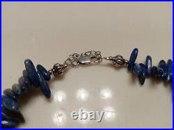 HOPI LAPIS NECKLACE Choker Sterling Silver Beads Native American/Pawn Adjustable