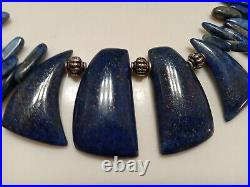 HOPI LAPIS NECKLACE Choker Sterling Silver Beads Native American/Pawn Adjustable