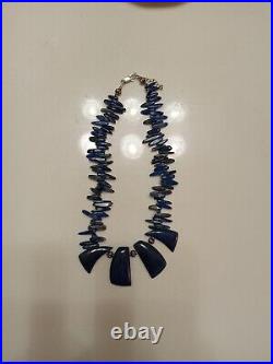 HOPI LAPIS NECKLACE Choker Sterling Silver Beads Native American/Pawn Adjustable