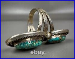 HUGE Long Vintage Navajo Sterling Silver Turquoise Chrysocolla Ring COLORFUL