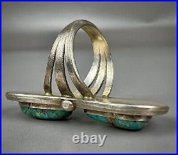 HUGE Long Vintage Navajo Sterling Silver Turquoise Chrysocolla Ring COLORFUL