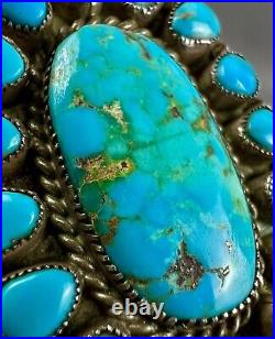 HUGE Vintage Zuni Sterling Silver Natural Turquoise Cluster Ring OMG