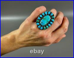 HUGE Vintage Zuni Sterling Silver Natural Turquoise Cluster Ring OMG