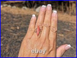 Handcrafted Native American Jewelry Spiny Oyster Inlay Ring Zuni Signed Sz 6.75