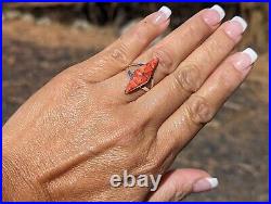 Handcrafted Native American Jewelry Spiny Oyster Inlay Ring Zuni Signed Sz 6.75