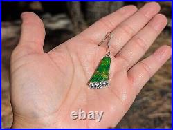 Handcrafted Native American Sterling Gaspeite Dangle Earrings Navajo Jewelry