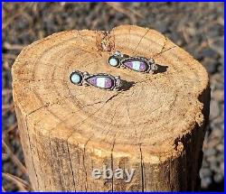 Handcrafted Native American Sterling Silver Opal Earrings Zuni Jewelry