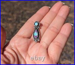 Handcrafted Native American Sterling Silver Opal Earrings Zuni Jewelry