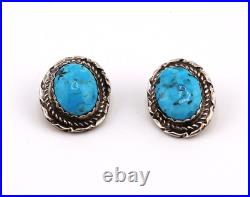 Handcrafted Native American Turquoise Stud Earrings Sterling Silver Jewelry