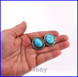 Handcrafted Native American Turquoise Stud Earrings Sterling Silver Jewelry