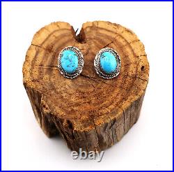 Handcrafted Native American Turquoise Stud Earrings Sterling Silver Jewelry