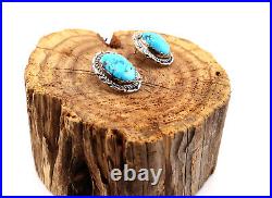 Handcrafted Native American Turquoise Stud Earrings Sterling Silver Jewelry