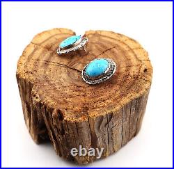 Handcrafted Native American Turquoise Stud Earrings Sterling Silver Jewelry