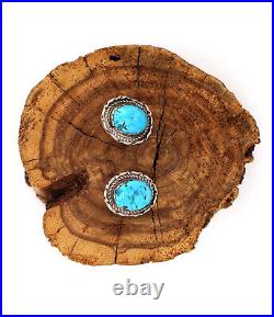 Handcrafted Native American Turquoise Stud Earrings Sterling Silver Jewelry