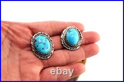 Handcrafted Native American Turquoise Stud Earrings Sterling Silver Jewelry