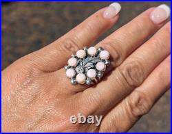 Handcrafted Navajo Pink Conch Cluster Ring Native American Jewelry Sz 8.75 US