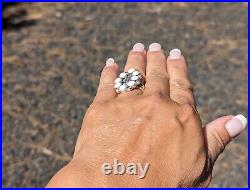 Handcrafted Navajo Pink Conch Cluster Ring Native American Jewelry Sz 8.75 US