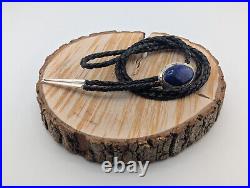 Handmade Navajo Bolo Tie, Lapis Lazuli Native American Sterling Silver Jewelry