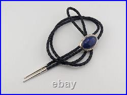 Handmade Navajo Bolo Tie, Lapis Lazuli Native American Sterling Silver Jewelry