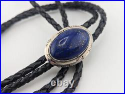 Handmade Navajo Bolo Tie, Lapis Lazuli Native American Sterling Silver Jewelry