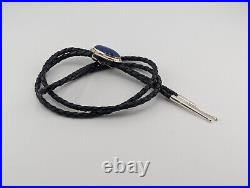 Handmade Navajo Bolo Tie, Lapis Lazuli Native American Sterling Silver Jewelry