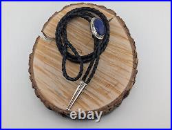 Handmade Navajo Bolo Tie, Lapis Lazuli Native American Sterling Silver Jewelry