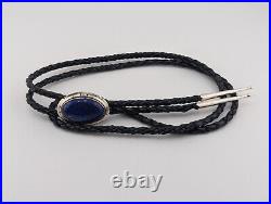 Handmade Navajo Bolo Tie, Lapis Lazuli Native American Sterling Silver Jewelry