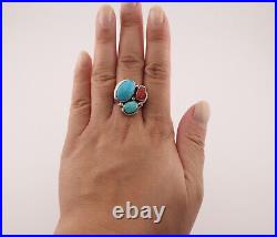 Handmade Navajo Multi Stone Ring Native American Sterling Silver Jewelry Sz 6.5