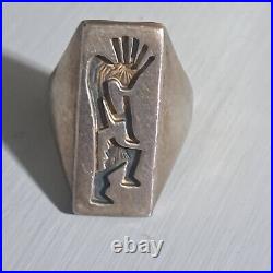 Heavy Native American Kokopelli Sterling Silver Mens Ring Sz 14