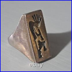 Heavy Native American Kokopelli Sterling Silver Mens Ring Sz 14