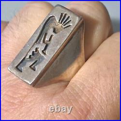 Heavy Native American Kokopelli Sterling Silver Mens Ring Sz 14