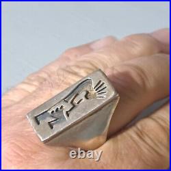 Heavy Native American Kokopelli Sterling Silver Mens Ring Sz 14