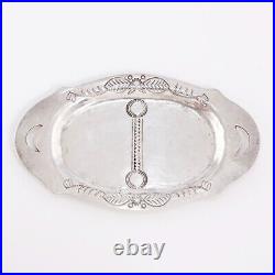 Heavy Native American Sterling Silver Jewelry / Ash Tray Oval Elegant Stamp Work